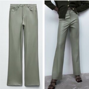 Zara Eco-Leather Straight Leg Pants Size: 2